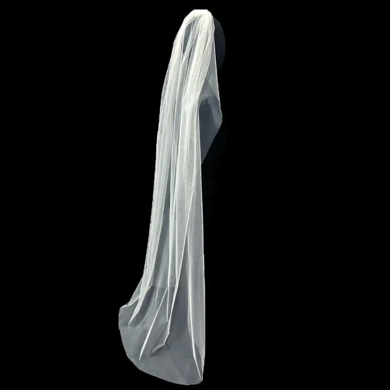 A52E 1 camada Catedral Branco Véu para Cerimônia Casamento Noiva Véu do Ponto noiva