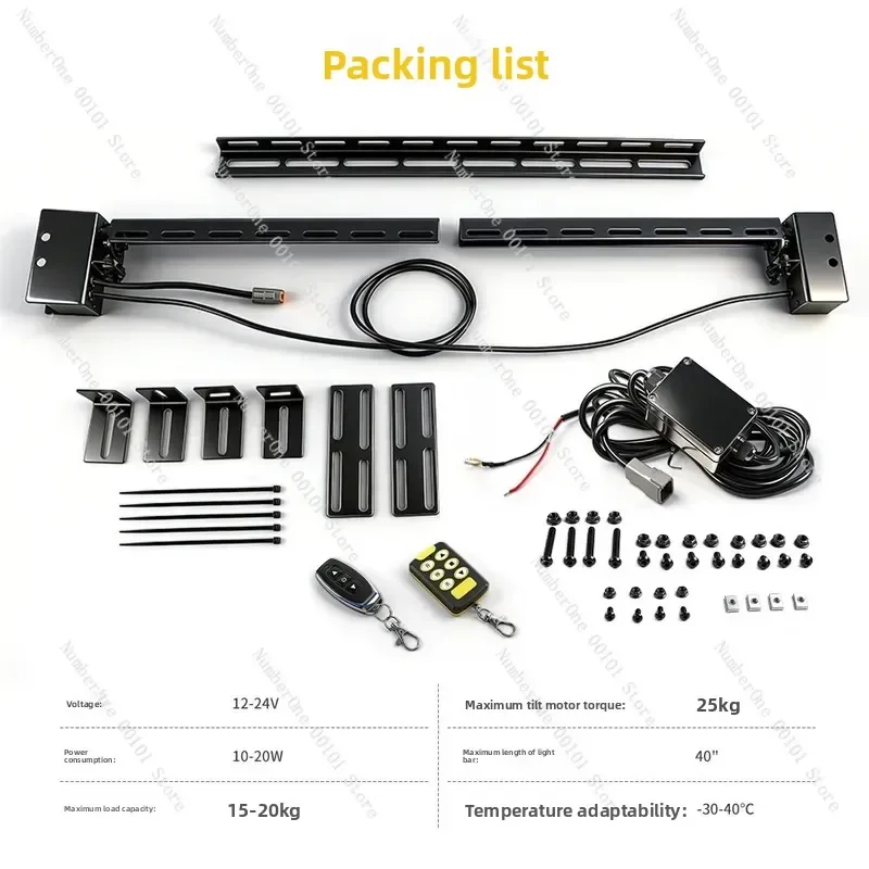 Electric Flip-Up Hidden Spotlight Bracket Retractable Roof Light Mount for Offroad Modification