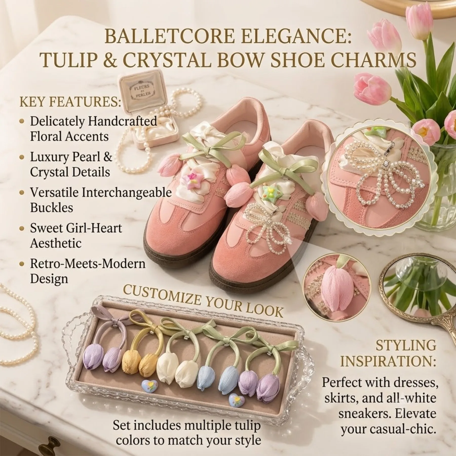 38Pcs Bling Shoe Charms for Sneakers Girls, Bling Shoe Lace Clips, Shoelace Junk Socks Charms Kit