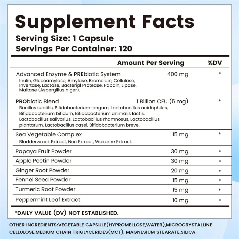 Supplément d'enzymes digestives – Digestion et santé intestinale pour adultes, hommes et femmes, favorise l'absorption des nutriments