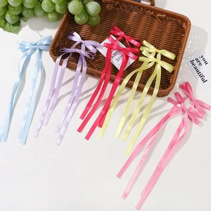 2 pcs 패브릭 머리카락 활 헤어핀 여자 여자 리본 헤어 클립 헤드웨어 검은 흰색 활 상단 클립 여성 머리 액세서리 8 최고의 판매 흰색 헤어 클립 - №2