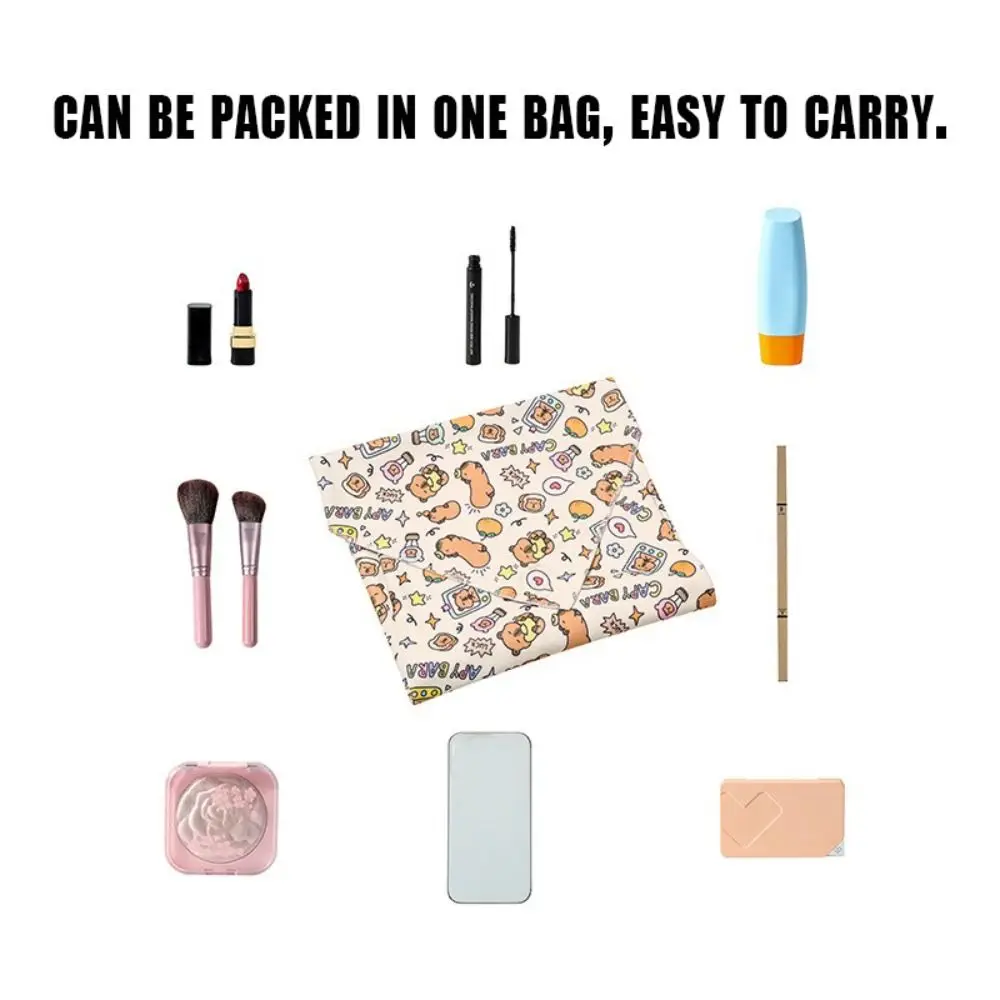 

Reusable Folding Cosmetic Bag Portable Large Capacity Camera Wrap Cloth Capybara/Puppy Magic Cloth Makeup Bag School Office