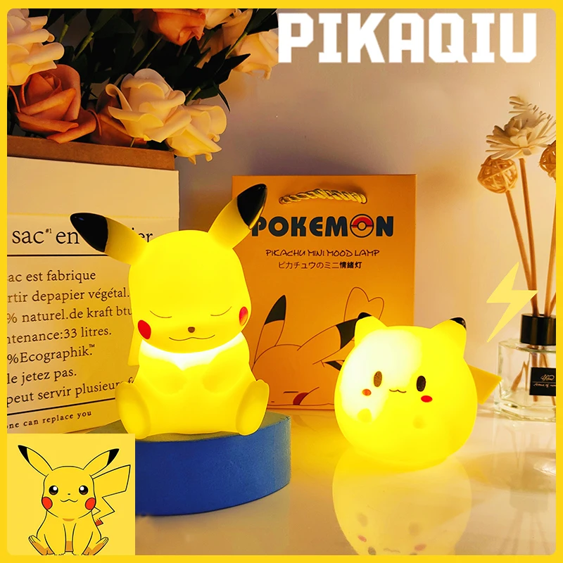 Pokemon Pikachu Night Light Glowing Anime Figures Toy Pokemon Pikachu Cute Bedside Led Lamp Kawaii Children Birthday Gift Girl