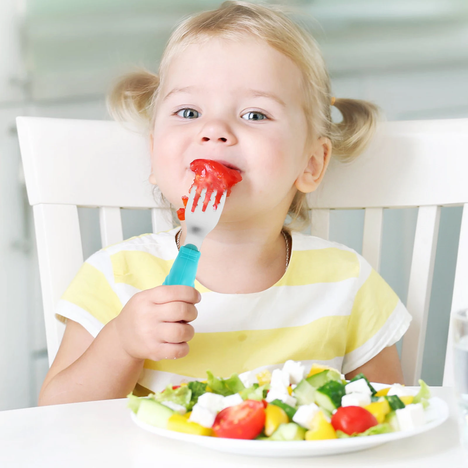 

Stainless Steel Baby Spoons Forks Silica Gel Tableware Corrosion Resistance Durable Training Toddler Utensils Kid Dinning Safe