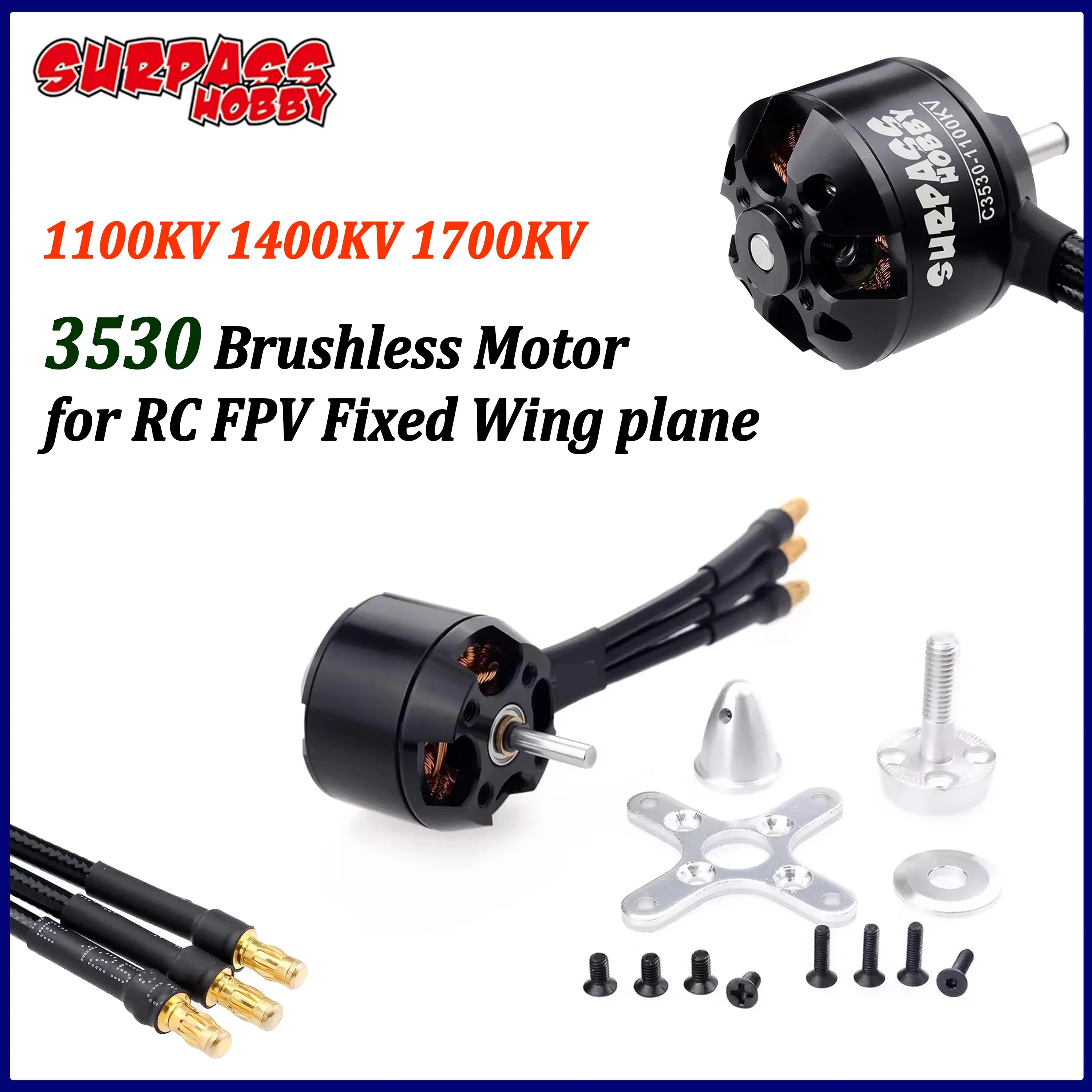 Surpass Hobby 3530 Brushless Outrunner Motor 1100KV 1400KV 1700KV for RC FPV Fixed Wing Airplane Racing Drone Remote Control