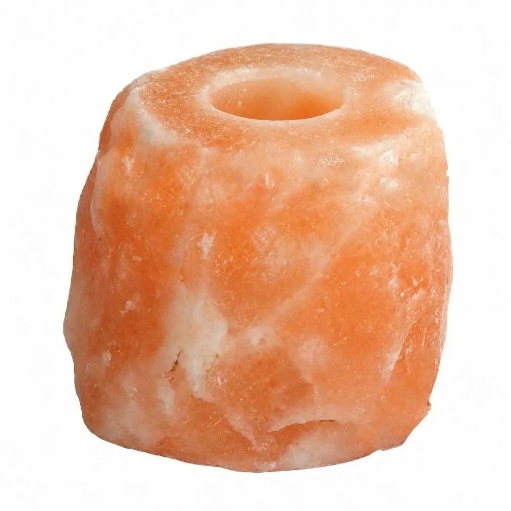 Soothing Crystal Salt Candle Lamp Salt Stone Hand-polished Candlestick Orange Pink Candle Holder Tabletop Decoration