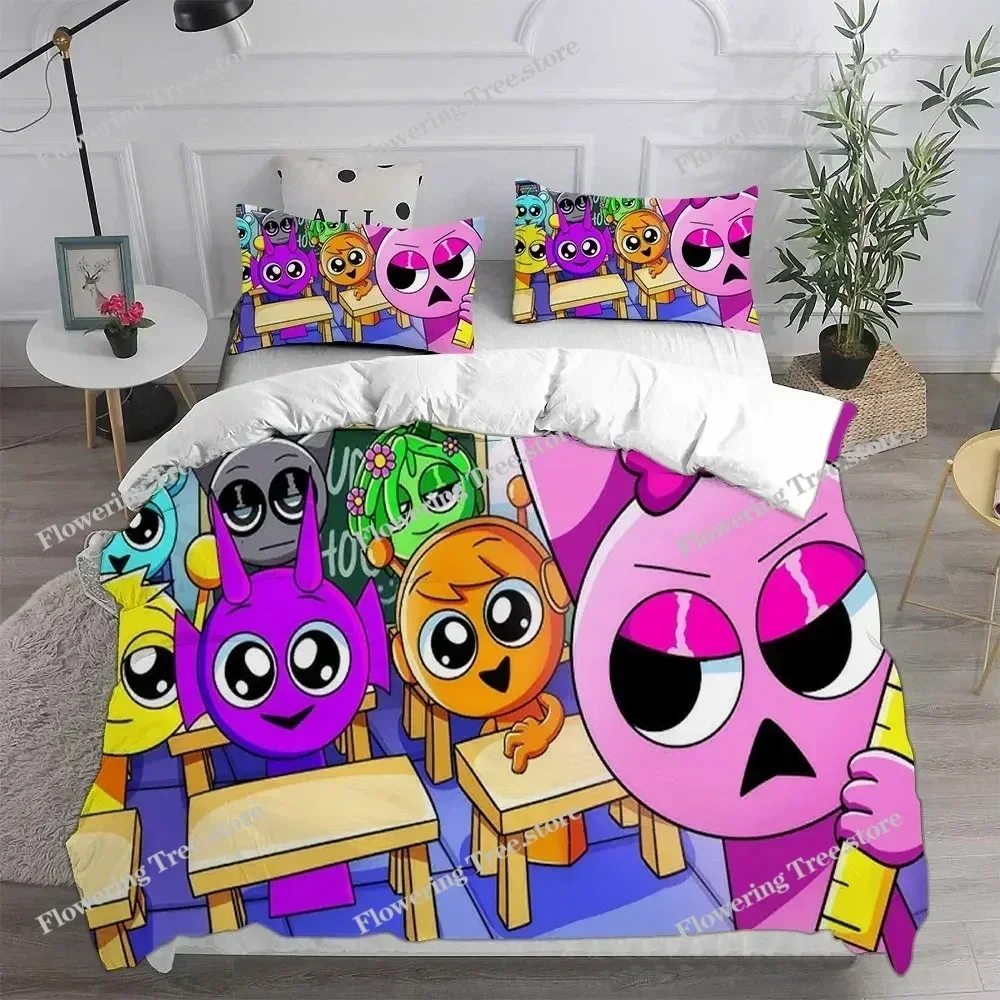 New 3d Print Game Sprunki Bedding Sets Bed Cover Comforter Duvet Cover Pillow Case Sets Kids Adult Bedroom Decoration519519
