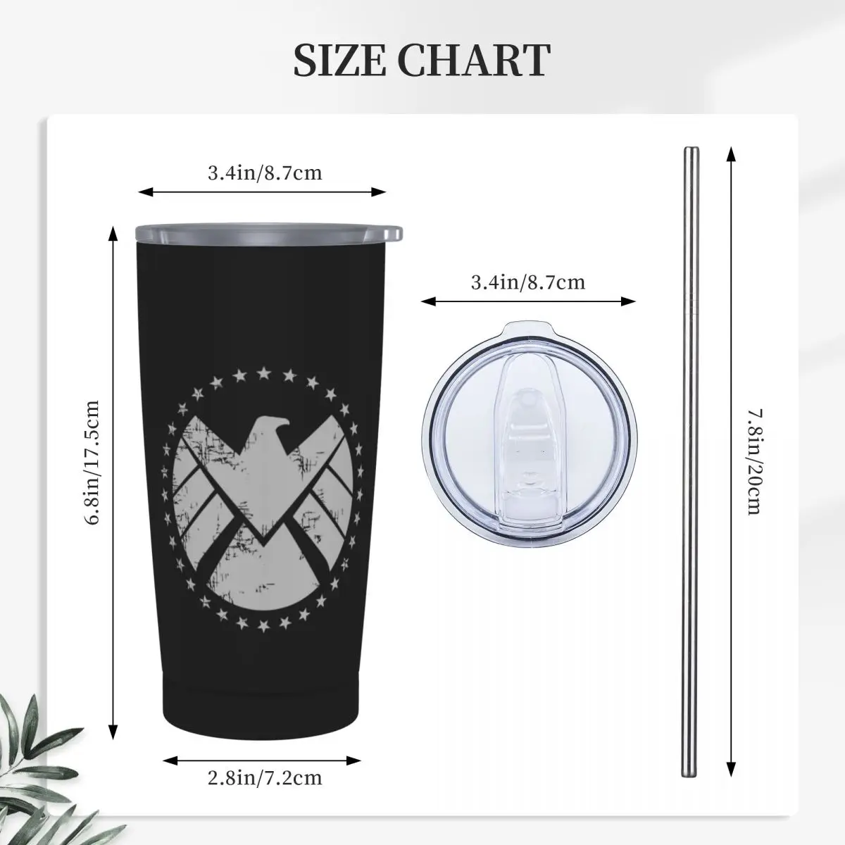 Shield Agent Training Stainless Steel Tumbler Vacuum Insulated Mugs Thermal Cold Cup Straws With Lid 20oz
