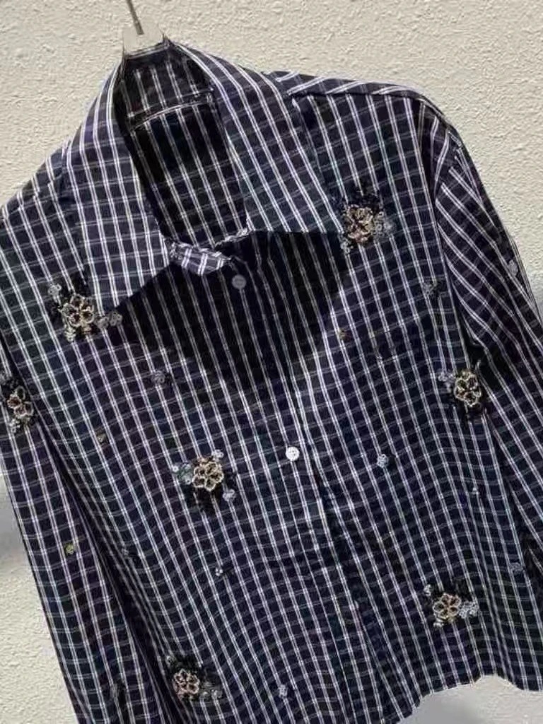 High-end-Marke Design Exquisite Stickerei Kurze Shirts Blusen für frauen Langarm Süße Chic Lose Top Femme Kleidung