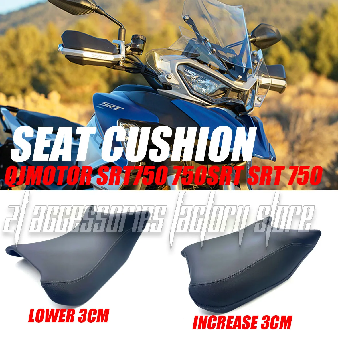 For QJMOTOR SRT750 750SRT SRT 750 30mm Motorcycle Seat Lowering Pad Comfort Ride Height Reduction Heightened Seat Cushion