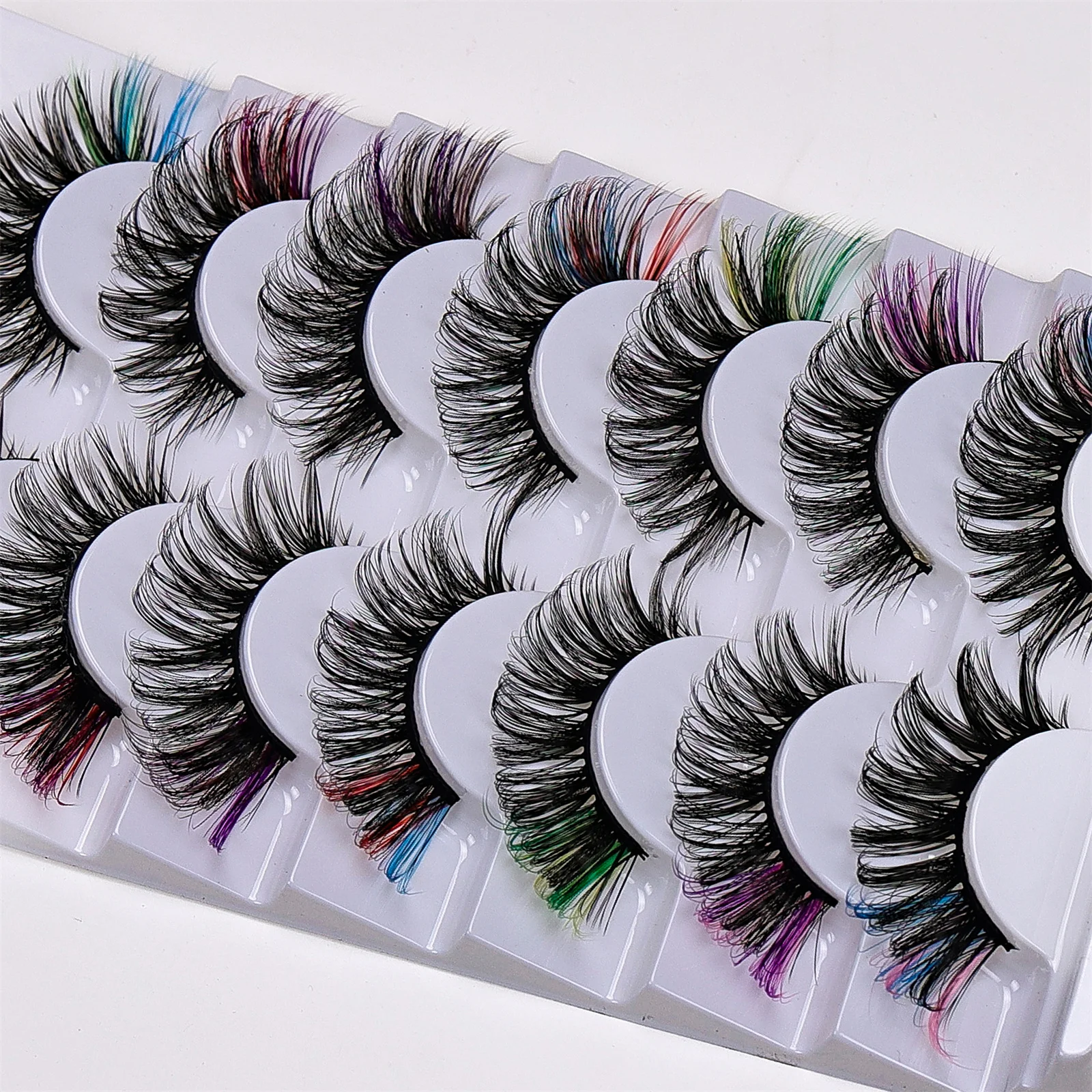 ふわふわつけまつげ,ボリュームDカール,ドラマチックな色,長くて厚い,色,7ペア