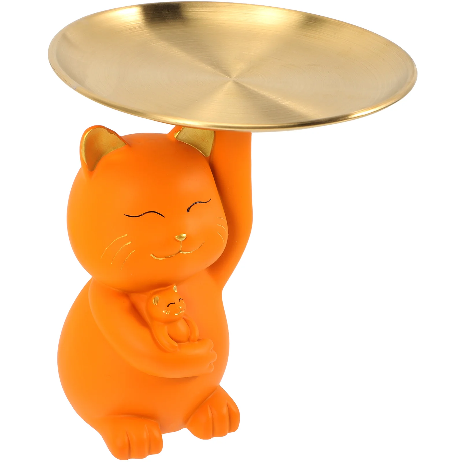 

Cat Statue Resin Metal Jewelry Tray Key Holder Bedroom Decor Aesthetic Vanity Dresser Accessory Storage Dish Home Adornment Cat