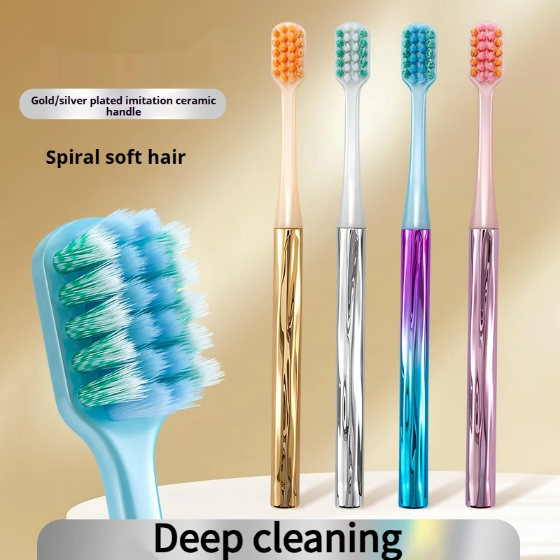 

Набор из 4 разноцветных зубных щеток разных цветов, высококачественный дизайн, чистка и защита десен и зубов, зубные щетки премиум-класса с мягкой щетиной для взрослых для домашнего использования, семейный пакет для пар, лучший выбор подарка