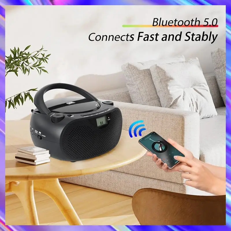 

A24U Portable CD Player Bluetooth CD Player Boombox AM/FM Radio USB Port CD Player Stereo Sound Speaker Home MP3 CD Player