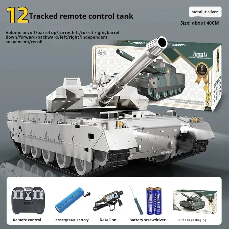 Tongli Large RC Tank Toy with Battle Features Remote Control Military Vehicle Model Ideal Birthday Gift for Boys