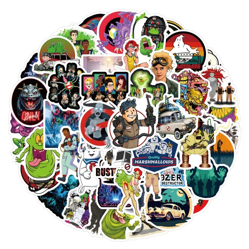 60 قطعة من ملصقات جرافيتي Ghostbusters حقيبة كوب ماء جيتار سيارة سكوتر قرطاسية الهاتف المحمول شارات تزيين ذاتية الصنع