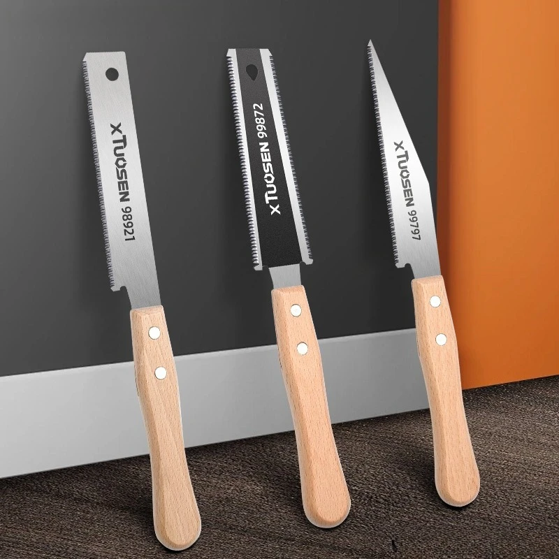 Three-piece or single-piece Japanese saws, hardwood fine-toothed saws，portable cutting tools with anti-slip wooden handles