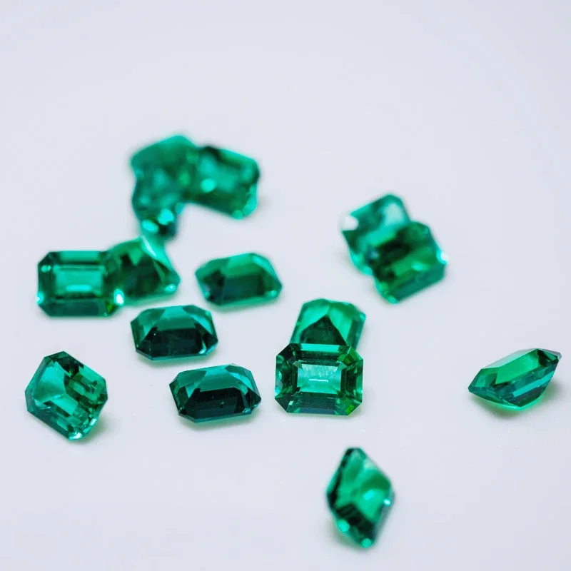 Lab Grown Small Size 4x6mm Columbian Emerald Emerald Cut For Charms Jewel Making DIY Ring Necklace Earrings Main Materials