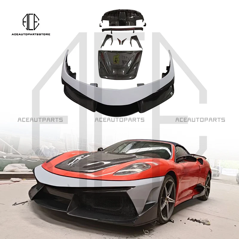 For Ferrari F430 Carbon Fiber Body Kit F430 Upgraded VORS Style Front And Rear Bumper Spoiler Hood