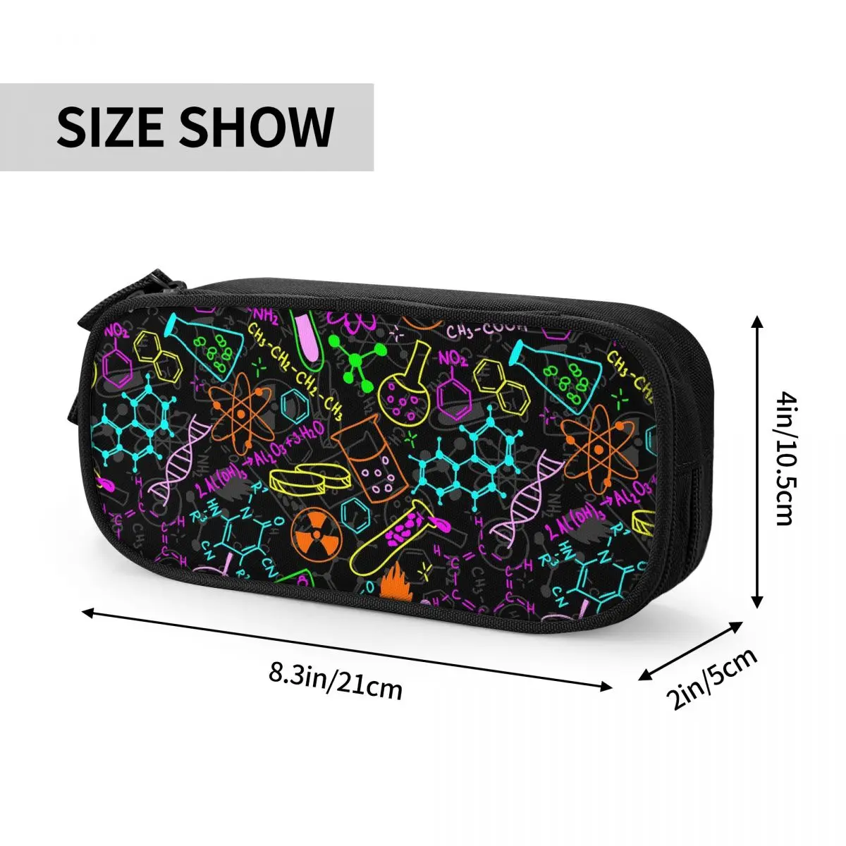 Science Chemistry Pattern Pencil Cases for Students School Pen Box Pencil Bag Large Capacity Pencil Pouch