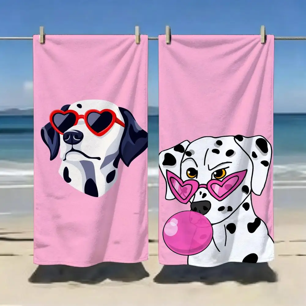 Cute Dalmatian Towel Microfiber soft Beach Towel for Travel Fitness Sauna Bathing Camping