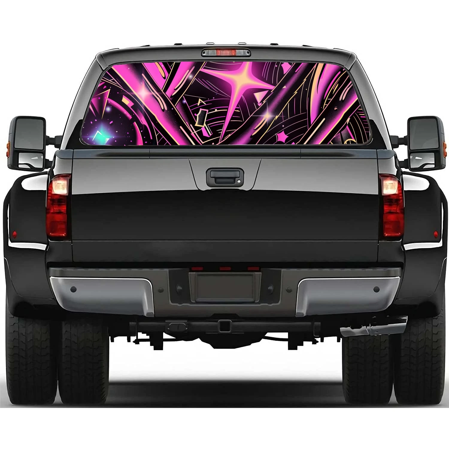 Abstract Art Painting Car Rear Window Decal Fit Pickup,Truck,Car Universal See Through Perforated Back Window Vinyl Sticker