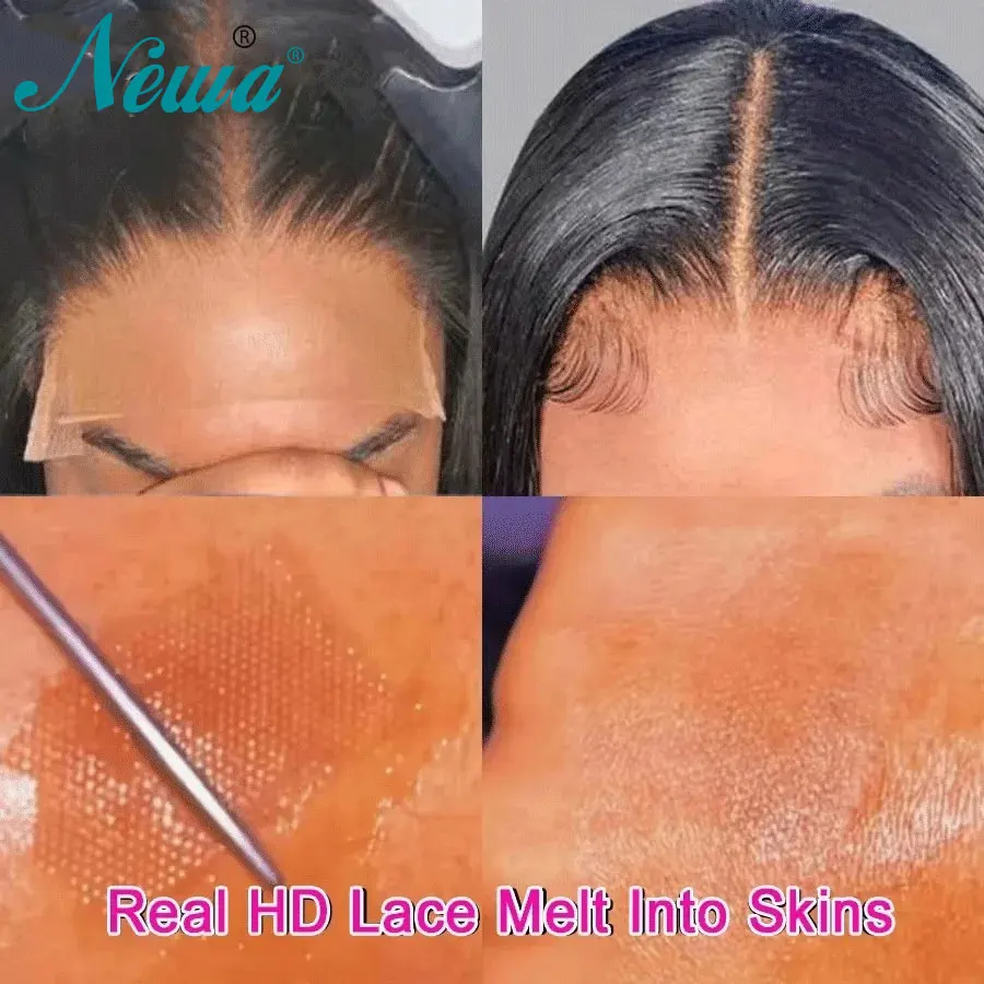 Newa شعر مستعار دانتيل عالي الدقة فائق المجهزة 100% شعر بشري بدون صمغ شعر مستعار جاهز مموج مسبقًا شعر مستعار أمامي من الدانتيل عالي الدقة للنساء