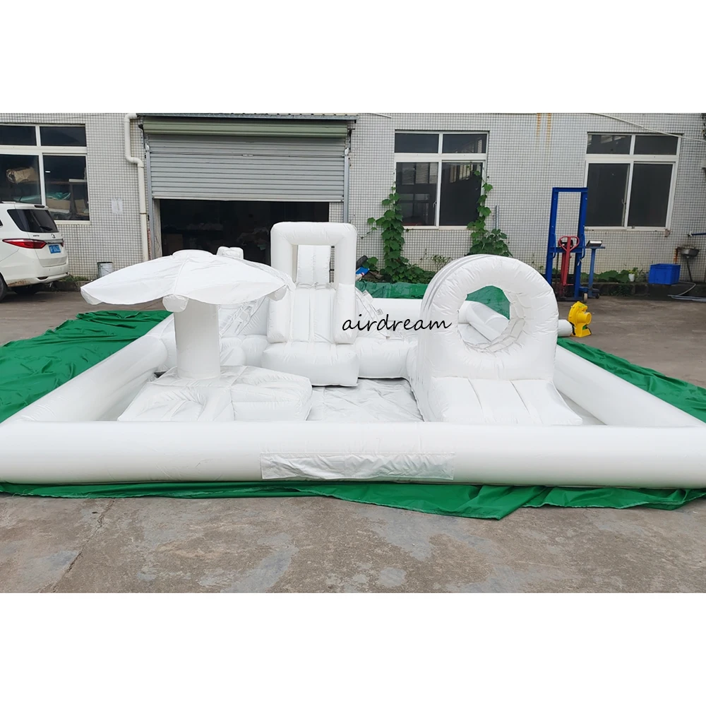 Large 20ft Outdoor Water Game inflatable Bounce House Slide Combo Obstacle Race Water Park Splash Pad Soft Playground for Party