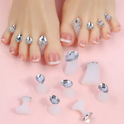 8pcs Soft Silicone Crystal Manicure Pedicure Nails Finger Separator Set Of Toe Spacers For Apply Nail Polish Manicure Tools