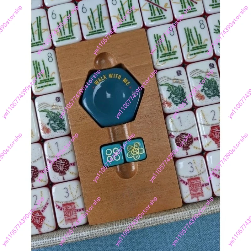 7-Layer Orange Color Block Acrylic American Mahjong Set, Portable Mini Travel Hand Painted Mahjong Tiles for Home Leisure