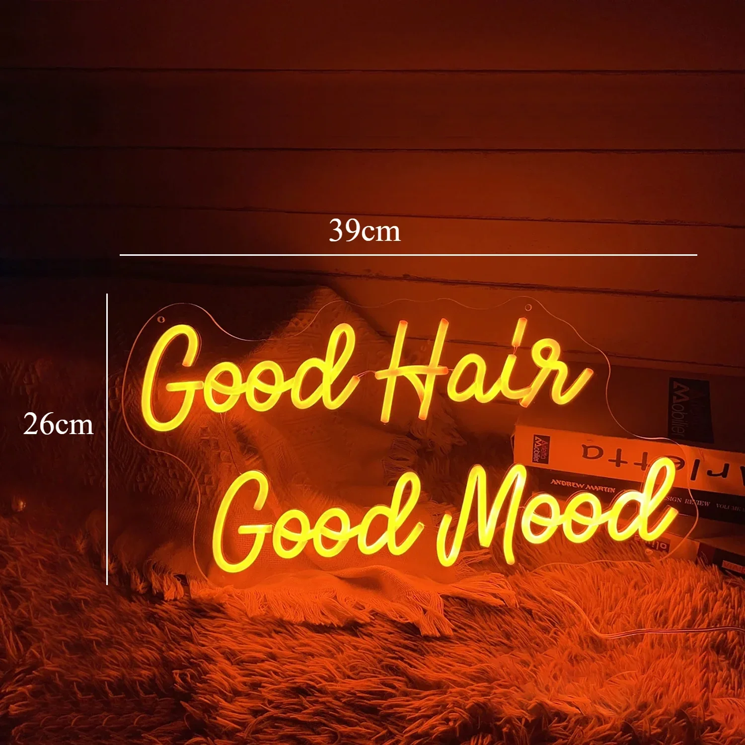 Good Hair Good Mood Neon Sign LED Wall Art USB Powered Acrylic Glow Lamp Hair Salon Theme Decor Home Bedroom Vanity Party Light