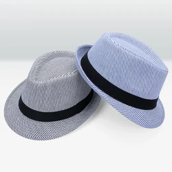 New striped patch top hat, British style gentlemen's hat, travel couple hat, travel sun protection and sunshade hat