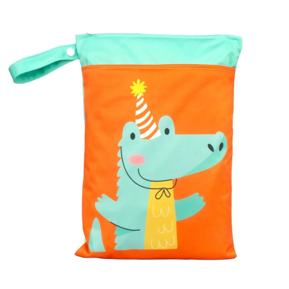 Stroller Bags Cartoon Wet Dry Bag Waterproof Washable Wet Storage Bag with Zippers Double Pocket Makeup Storage Bag Gym