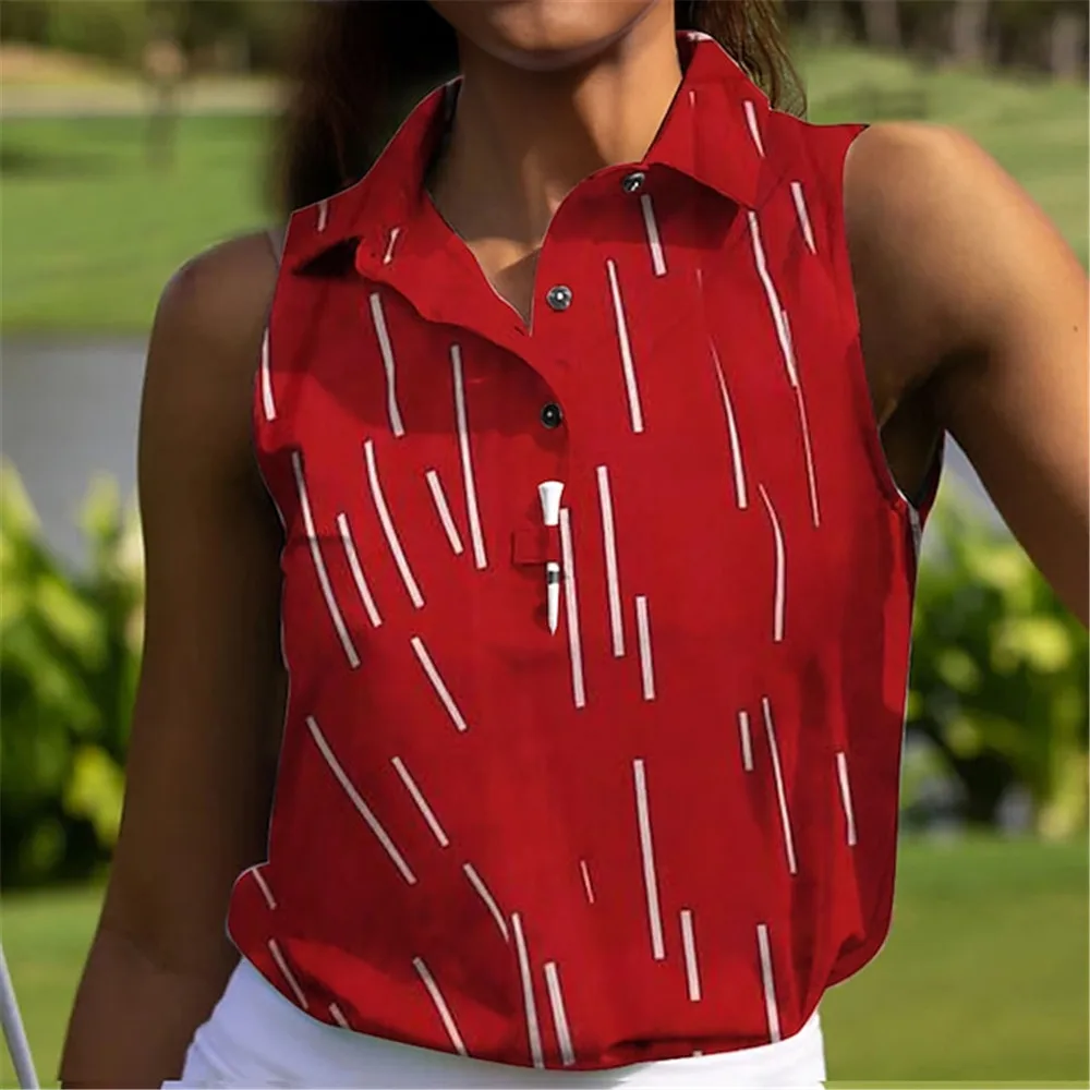 New Golf Polo Sleeveless Women's Spring Summer Fashion Cartoon Printed Shirt Breathable Quick Dry Tennis Golf Top Shirt