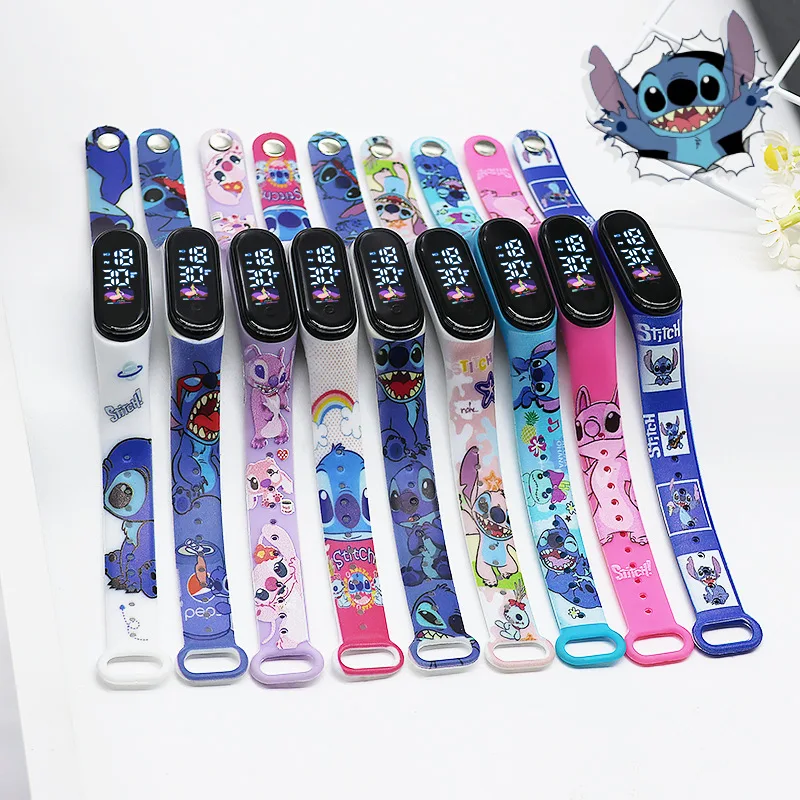 Lilo & Stitch LED Watertight Watch Disney Cute Boys Girls Wristwatch Anime Movie Derivative Peripherals Accessories Party Gifts