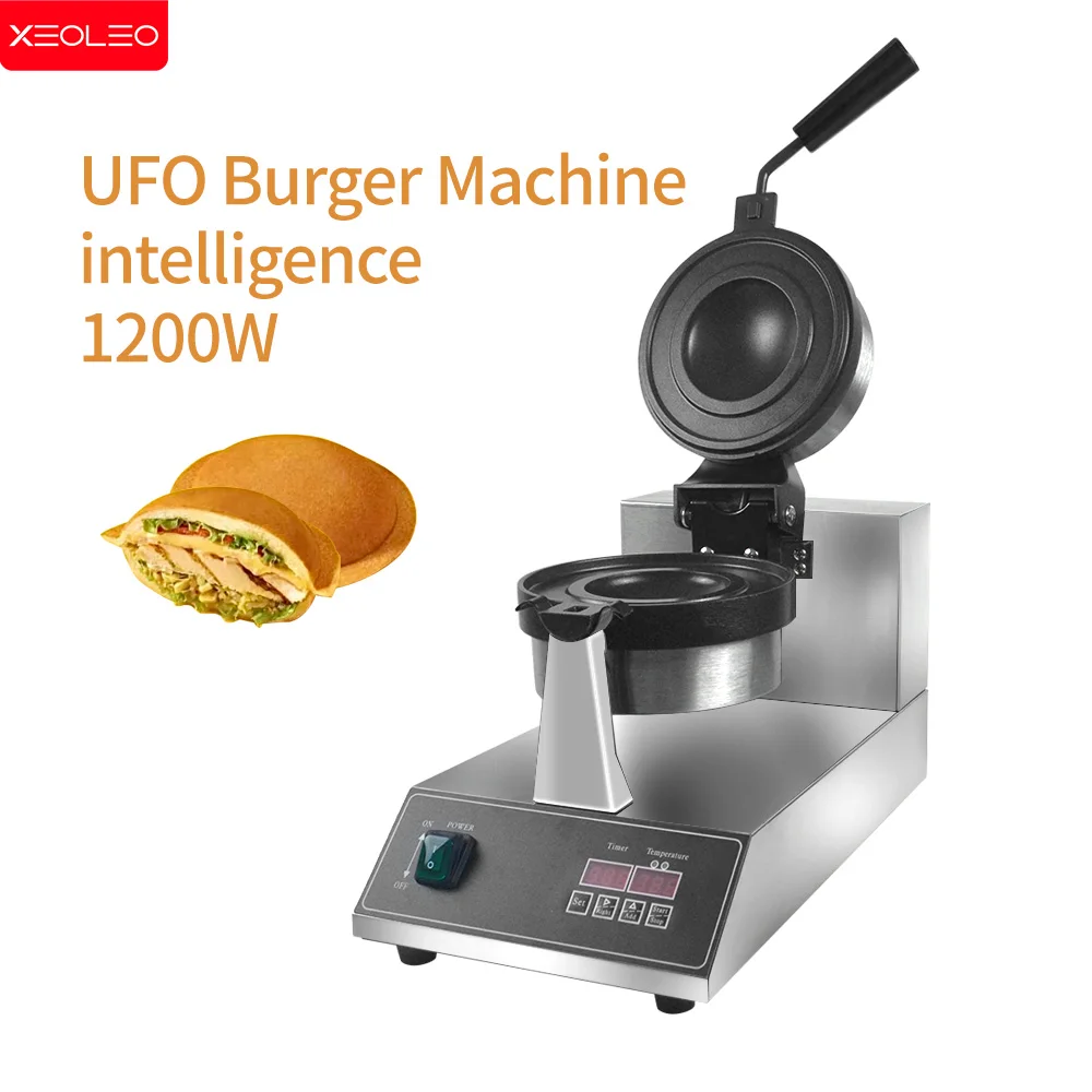 Xeoleo cnc versão sorvete waffles ufo hambúrguer fabricante hamburgo gelato panini máquina de imprensa sanduíche com logotipo ufo