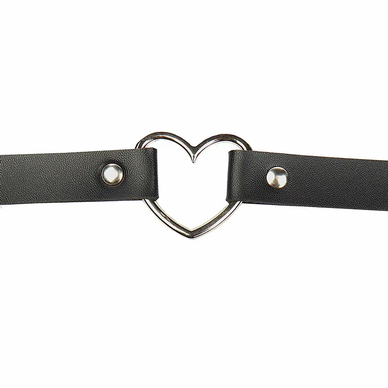 Heart Buckle Bdsm Collar Leather Sexy Choker Chain Whip Bondage Body Harness 18 Adult Women Necklace Gey Erotic Hot Slave Toys