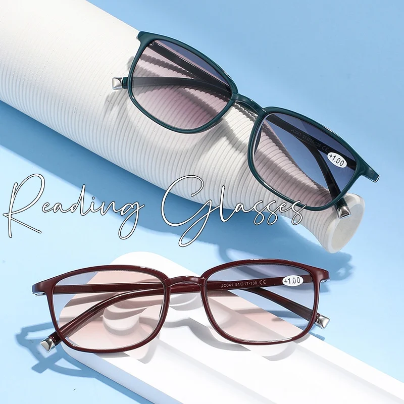 

New European and American Gradient Color Ultra Light Reading Glasses High-definition Circular Small Frame Presbyopia Glasses