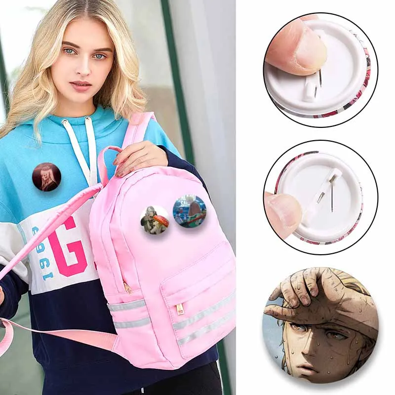 Pop Manga V-Vinland S-Saga Enamel Pins Cartoon Round Brooch Anime Lapel Badge on Backpack Clothes Shoes Jewelry Gifts for Friend
