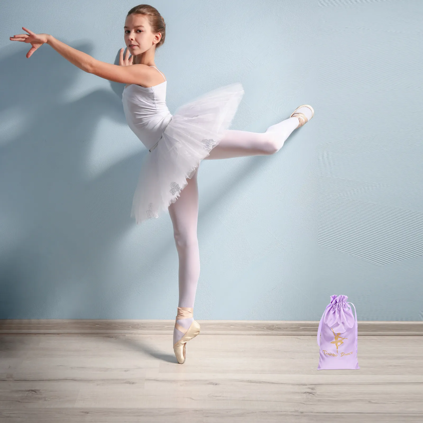 

Сатиновая фиолетовая сумка для хранения танцевальной обуви размера M, на шнурке, для балетных пуантов, портативная сумка для танцев для девочек и женщин