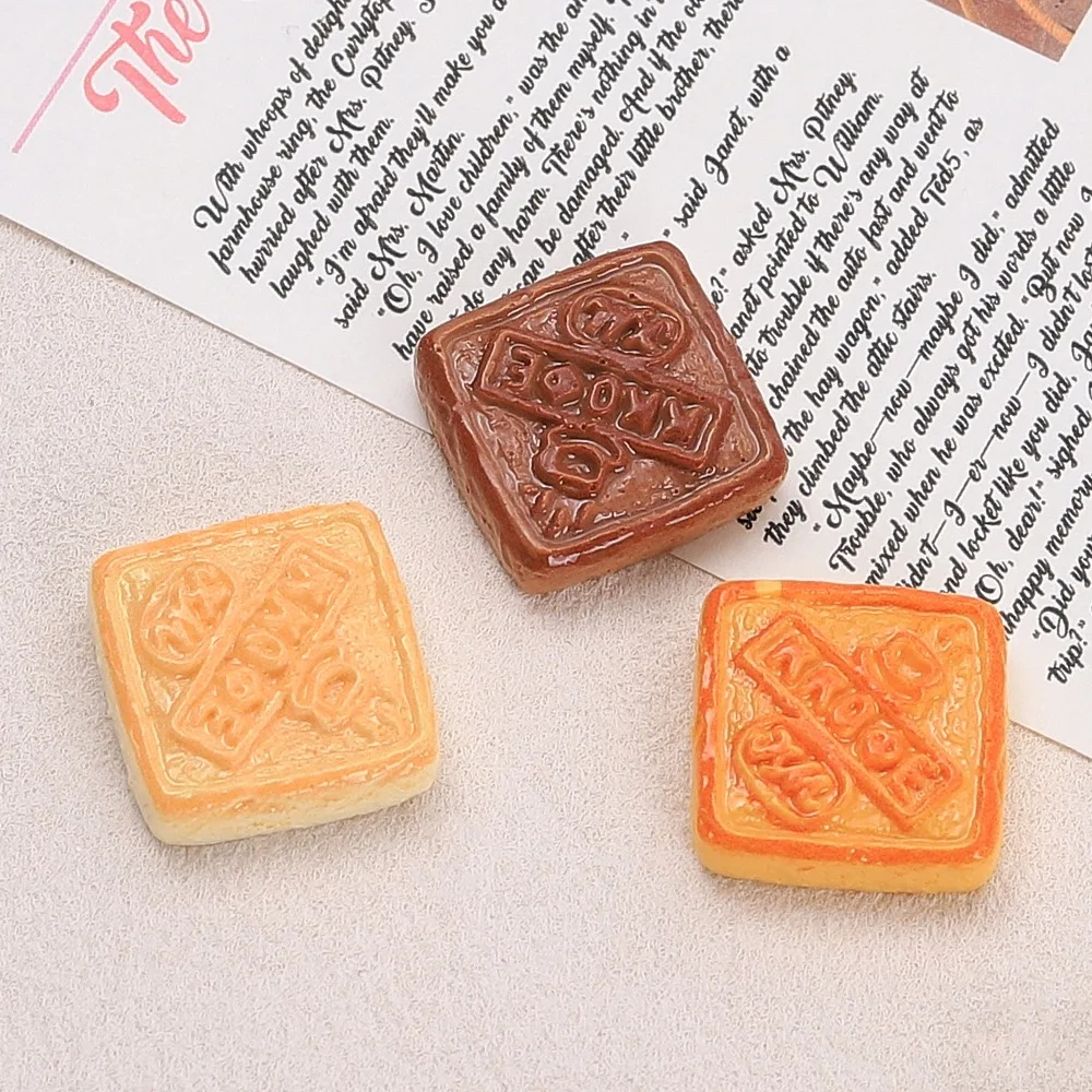 10pcs Simulation Cartoon Biscuit Resin Faltback Cabochon DIY Scrapbooking Craft Miniature Dollhouse Accessories