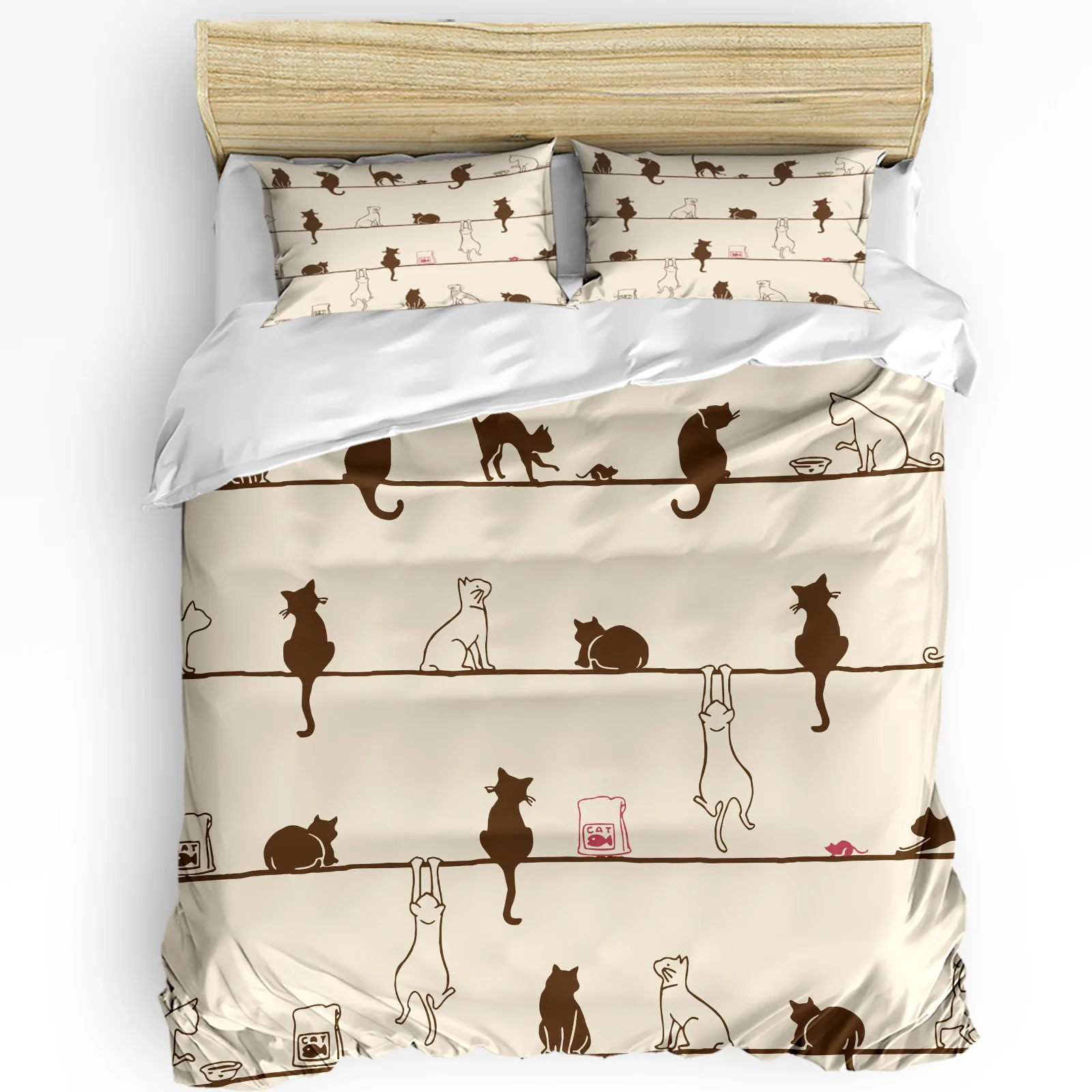 Cat Rope Mouse Duvet Cover Bed Bedding Set Home Textile Quilt Cover Pillowcases Bedroom Double Bedding Set No Sheet