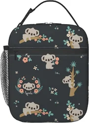 Lunch Box Insulated Lunch Bag for Women Men Cute Floral Koala Reusable Cooler Tote Bags for Work Picnic Outdoor