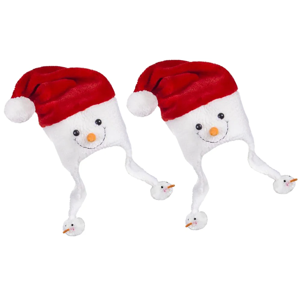 

2pcs Christmas Snowman Santa Claus Party Costume Prop Decorative Xmas Warm Cozy Costume Hat For Christmas Party Decoration