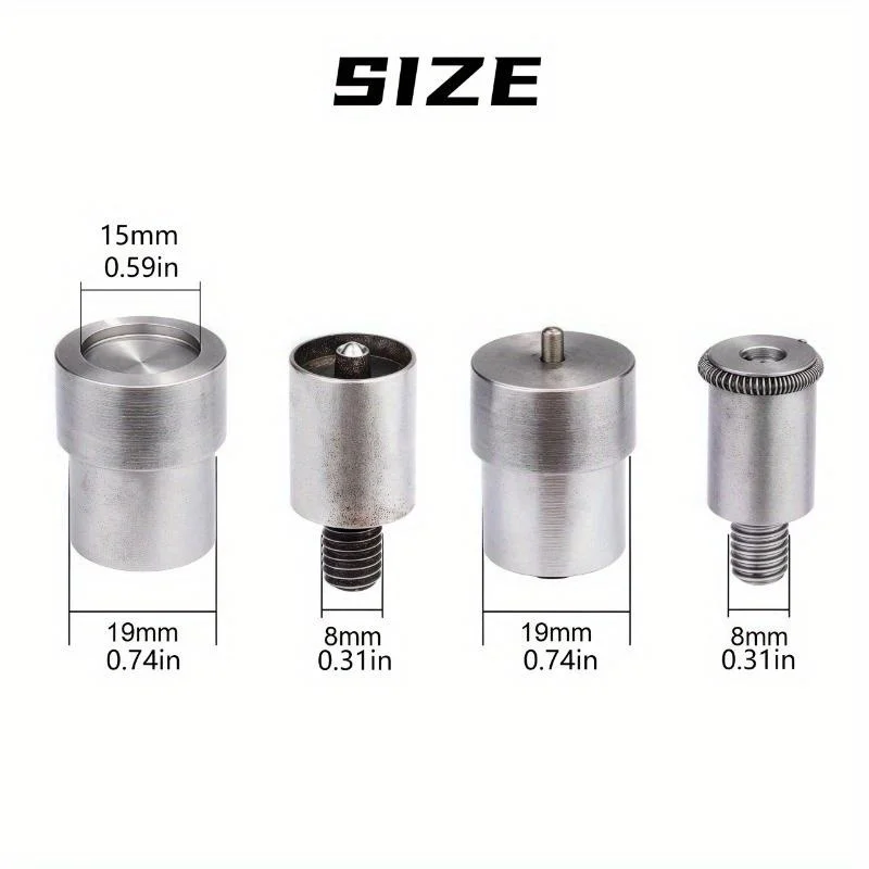 15mm Diameter Hand Press Mold (excluding Machine) - Metal Button Fastener for Faux Leather Crafts - M8 Thread -Clothing Projects
