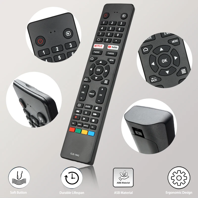 For CLE-1042 Hitachi-Bauhn-Linsar-TV-Remote-Control-Replacement With NETFLIX YouTube Buttons, For 50QLEDSM20 55QLEDSM20