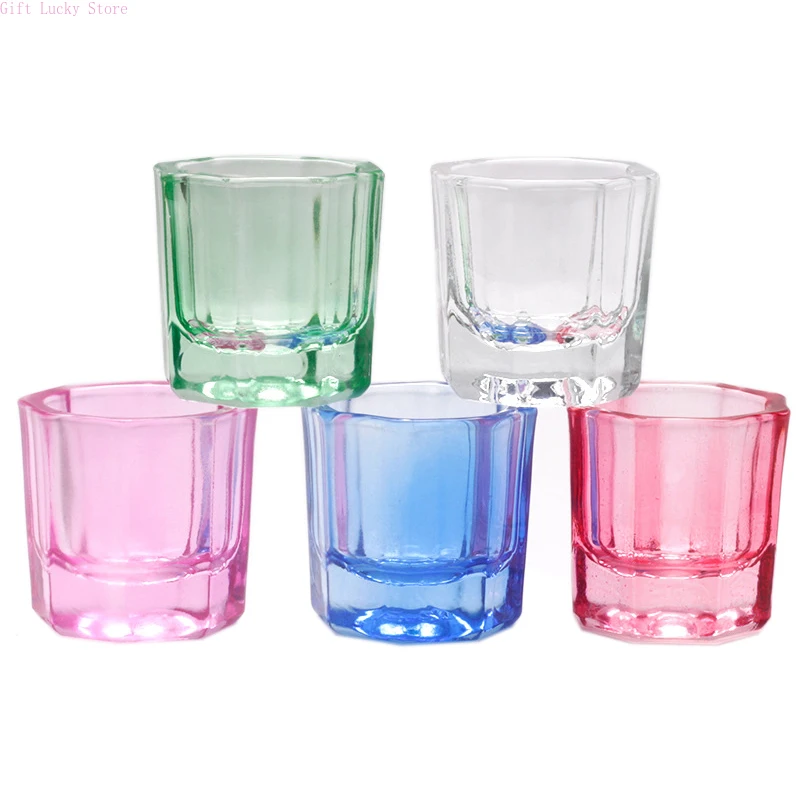 Plato Dappen de polvo acrílico de cristal, taza para uñas, tazón para cepillos de lavado, herramientas para decoración de uñas