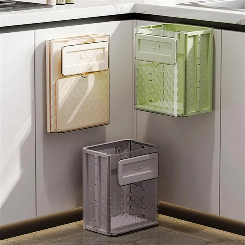 Kitchen Wall-Mounted Trash Can Foldable Hanging Household High-Value Trash Can Cabinet Hanging Trash Can Easy To Use