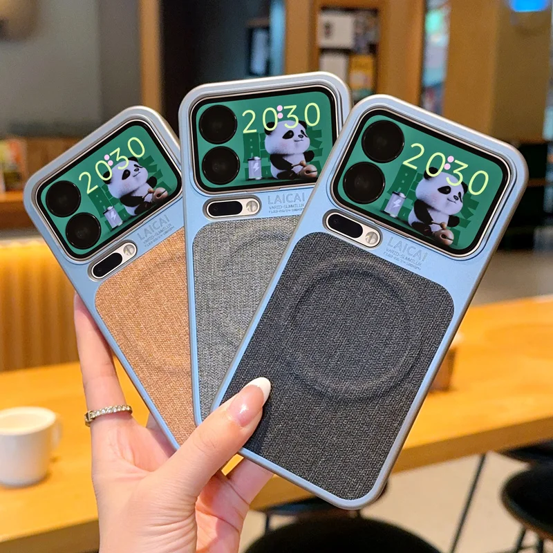 Funda de teléfono con carga magnética con textura de tela para XIAOMI 17 Pro Max Mi 17 17Pro, funda dura chapada ultrafina a prueba de golpes para negocios