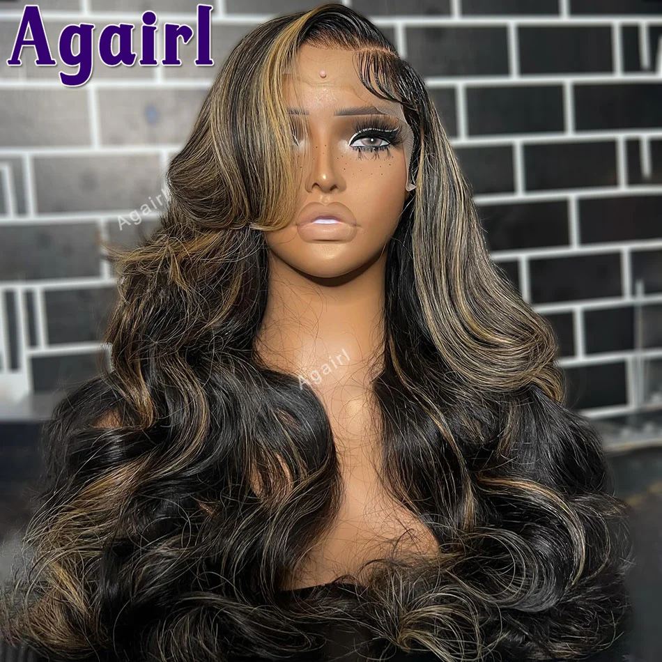 Perruque Lace Front Wig Body Wave Naturelle, Cheveux Humains, Pre-Plucked, 13x6, Ready Go, Noir, à Reflets 200%, pour Femme